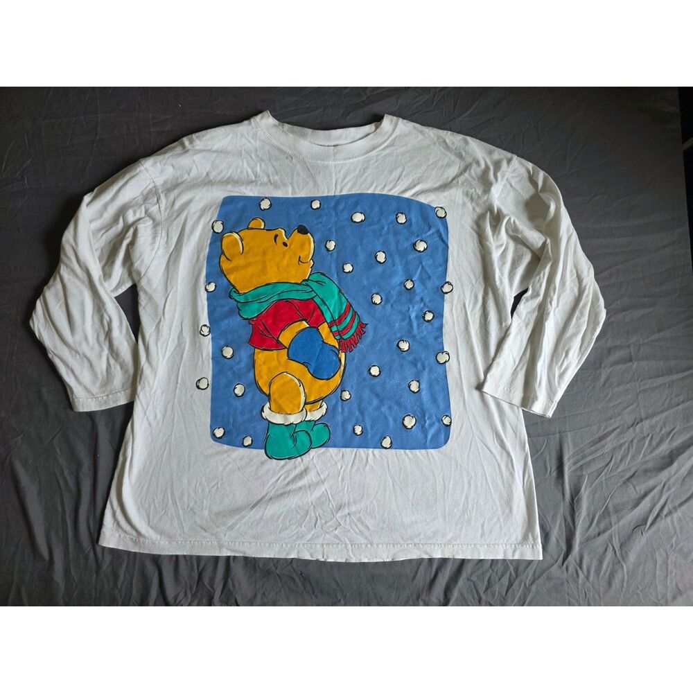 Vintage 90s Disney Winnie the Pooh Winter Long Sleeve Shirt Plus 22W/3X